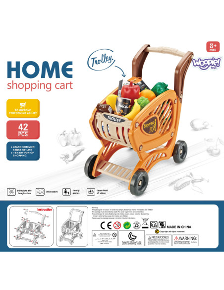 WOOPIE Wózek Sklepowy dla Dzieci Ruchome Elementy + 42 Akc.