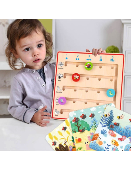 TOOKY TOY Drewniana Gra Nauka Liczenia Zwierzątka