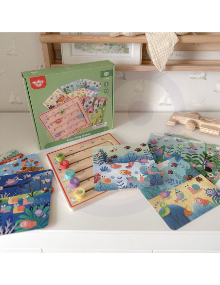 TOOKY TOY Drewniana Gra Nauka Liczenia Zwierzątka