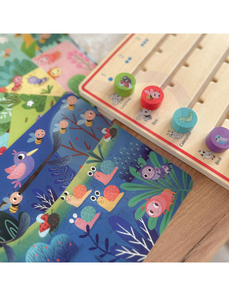 TOOKY TOY Drewniana Gra Nauka Liczenia Zwierzątka