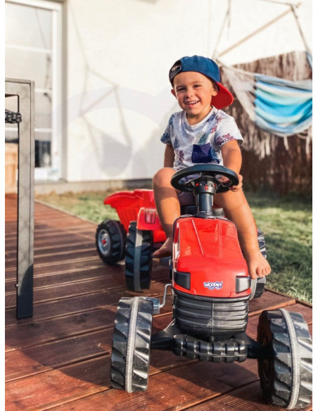 WOOPIE Traktor MAX na pedały z przyczepą czerwony
