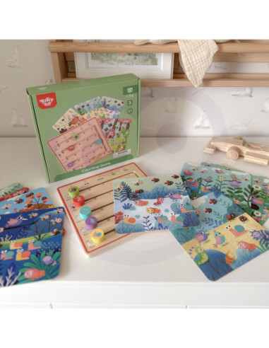 TOOKY TOY Drewniana Gra Nauka Liczenia Zwierzątka