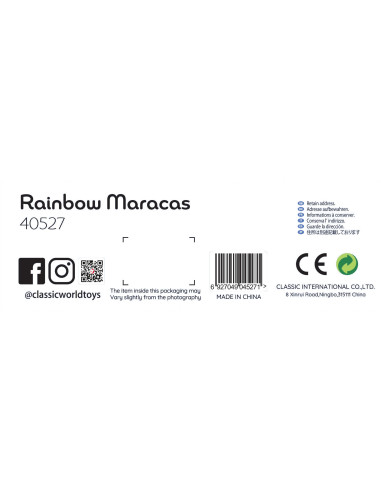 Drewniany Instrument Tęczowy Marakas Classic World
