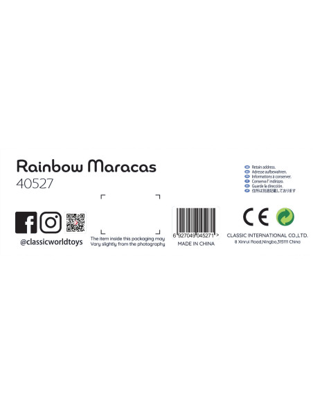 Drewniany Instrument Tęczowy Marakas Classic World