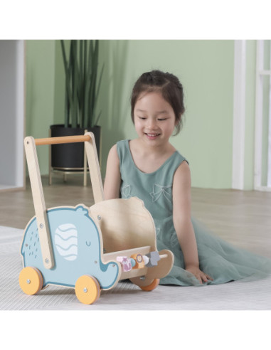 Viga PolarB Drewniany Wózek 2w1 Pchacz Słonik