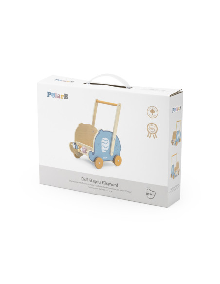 Viga PolarB Drewniany Wózek 2w1 Pchacz Słonik