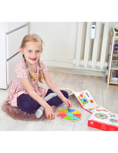 TOOKY TOY  Puzzle Ośmiokątne Drewniana Mozaika Edukacyjna (73el.)