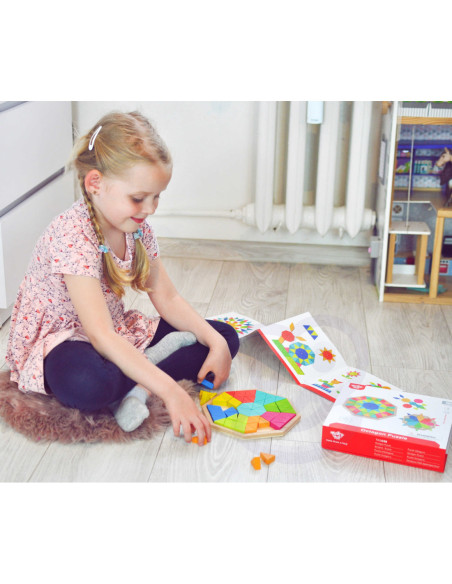 TOOKY TOY  Puzzle Ośmiokątne Drewniana Mozaika Edukacyjna (73el.)