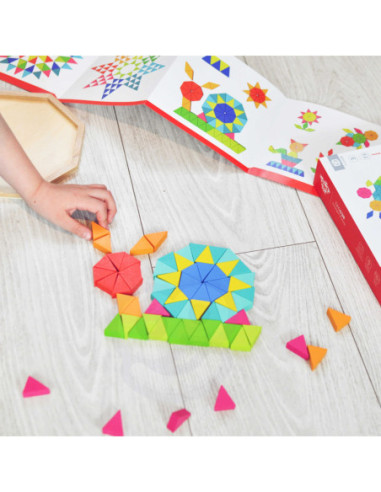 TOOKY TOY  Puzzle Ośmiokątne Drewniana Mozaika Edukacyjna (73el.)