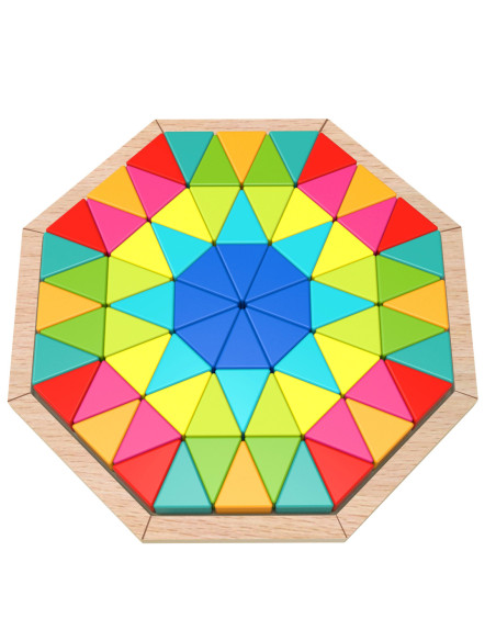TOOKY TOY  Puzzle Ośmiokątne Drewniana Mozaika Edukacyjna (73el.)