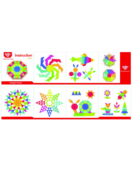 TOOKY TOY  Puzzle Ośmiokątne Drewniana Mozaika Edukacyjna (73el.)