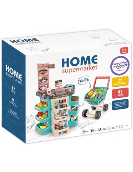 WOOPIE Sklep Supermarket i Wózek Koszyk Sklepowy Kasa Waga Skaner 47 akc