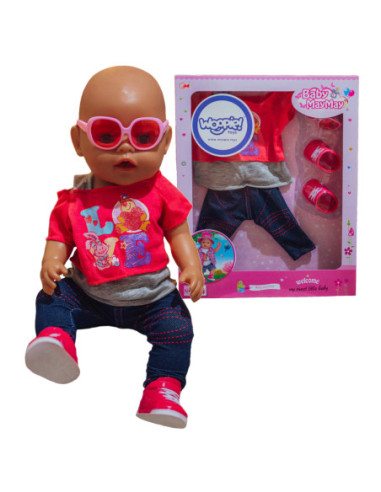 WOOPIE Modne Ubranko dla Lalki LOVE Okulary Buciki 43-46 cm