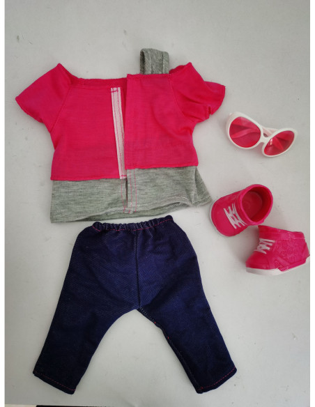 WOOPIE Modne Ubranko dla Lalki LOVE Okulary Buciki 43-46 cm