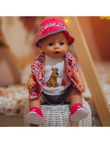 WOOPIE Kolorowe Ubranko dla Lalki Piesek Kurteczka Czapeczka 43-46 cm