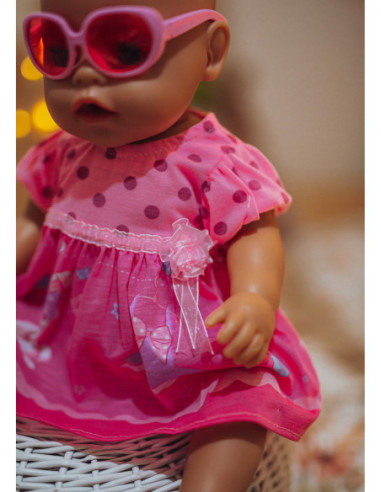 WOOPIE Ubranko dla Lalki Różowa Sukienka Króliczek 43-46 cm