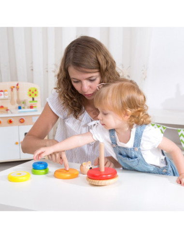 TOOKY TOY Drewniana Układanka Piramidka Miś