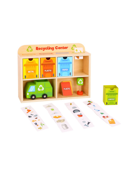 TOOKY TOY Drewniane Centrum Recyklingu Edukacyjny Sorter