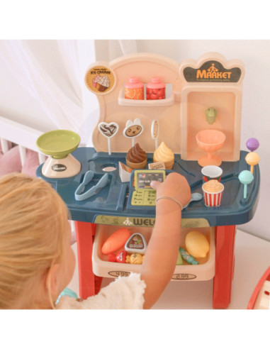 WOOPIE Sklep Supermarket Wózek na Zakupy Lody Słodycze + 40 Akc.