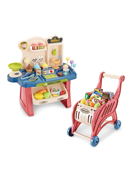 WOOPIE Sklep Supermarket Wózek na Zakupy Lody Słodycze + 40 Akc.