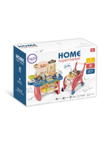 WOOPIE Sklep Supermarket Wózek na Zakupy Lody Słodycze + 40 Akc.