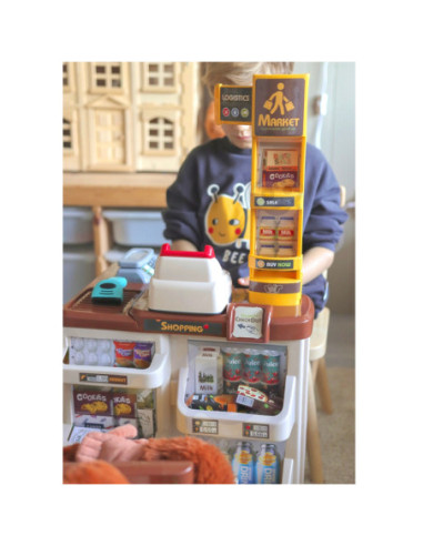 WOOPIE Supermarket z Wózkiem Waga Kasa Skaner + 48 Akcesoriów