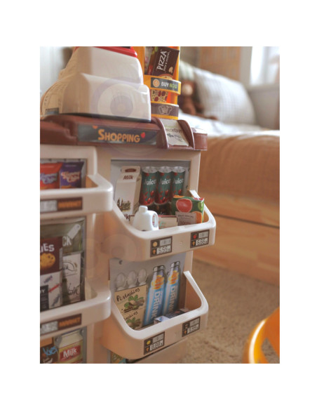 WOOPIE Supermarket z Wózkiem Waga Kasa Skaner + 48 Akcesoriów