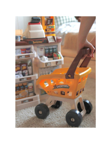 WOOPIE Supermarket z Wózkiem Waga Kasa Skaner + 48 Akcesoriów