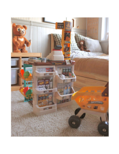 WOOPIE Supermarket z Wózkiem Waga Kasa Skaner + 48 Akcesoriów