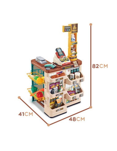 WOOPIE Supermarket z Wózkiem Waga Kasa Skaner + 48 Akcesoriów