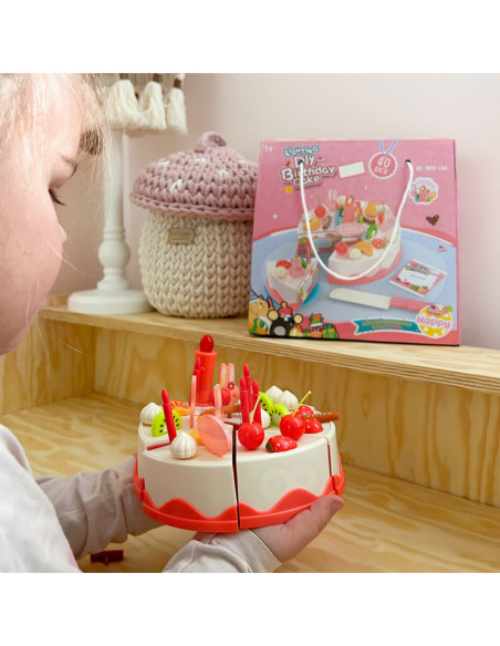 WOOPIE Tort Urodzinowy ze Świecącą Świeczką Owoce 40 el.