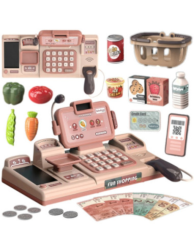 WOOPIE Kasa Sklepowa Dla Dzieci Skaner Waga Mikrofon + 25 Akc.