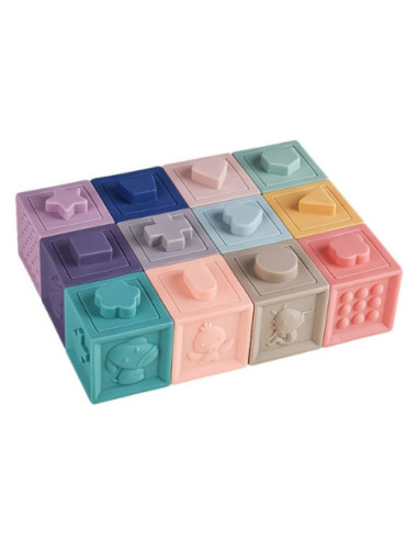 WOOPIE Klocki Sensoryczne Układanka Do Ściskania Dźwięk 12 el.