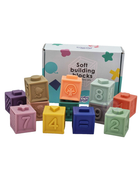 WOOPIE Klocki Sensoryczne Układanka Do Ściskania Dźwięk 12 el.