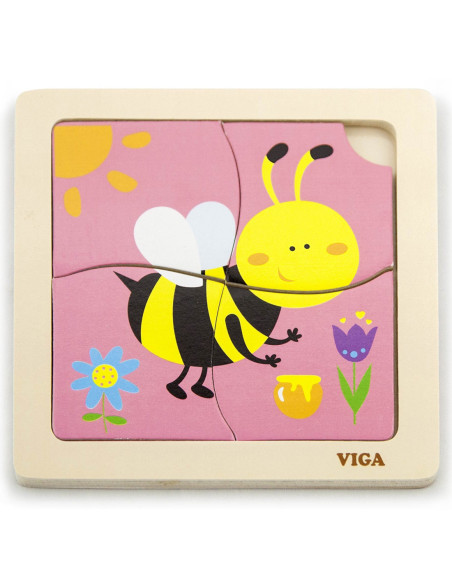 VIGA Poręczne Drewniane Puzzle Pszczoła
