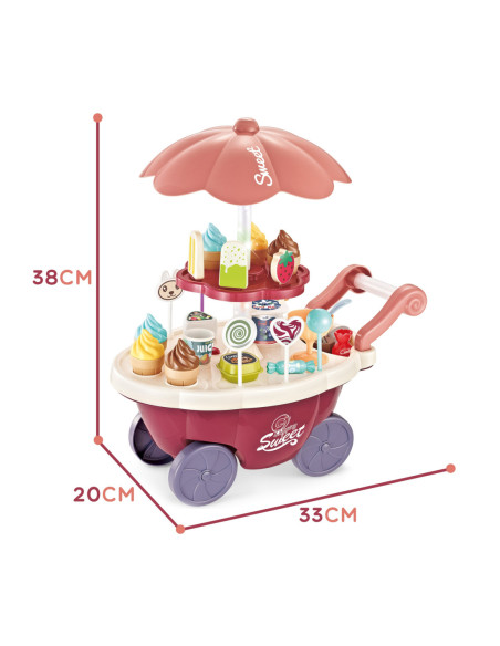 WOOPIE Sklep Wózek Stoisko z Lodami Słodyczami Dźwięk Światło + 36 Akc