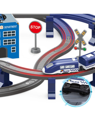 WOOPIE Kolejka  Elektryczna Tor samochodowy Komisariat Policji Helikopter Auta 92 el.