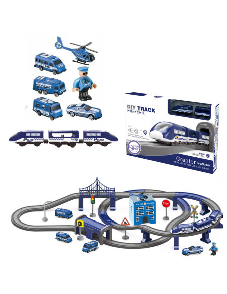 WOOPIE Kolejka  Elektryczna Tor samochodowy Komisariat Policji Helikopter Auta 92 el.