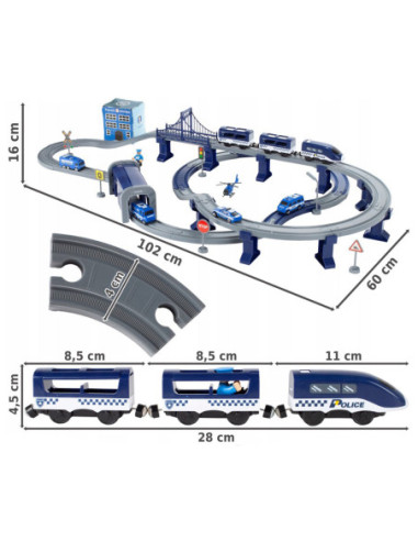 WOOPIE Kolejka  Elektryczna Tor samochodowy Komisariat Policji Helikopter Auta 92 el.