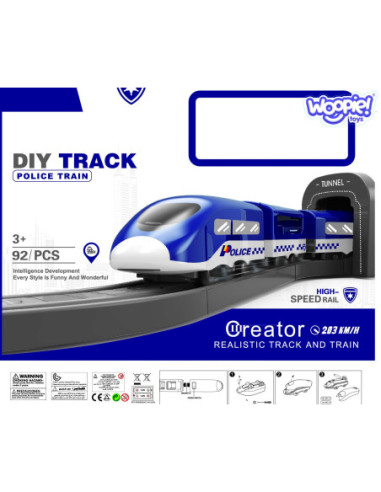 WOOPIE Kolejka  Elektryczna Tor samochodowy Komisariat Policji Helikopter Auta 92 el.