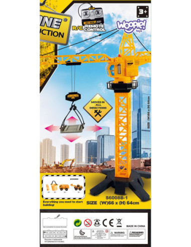 WOOPIE Dźwig Żuraw Zdaline Sterowany R/C Ciężarówka Koparka  + 4 Akc.