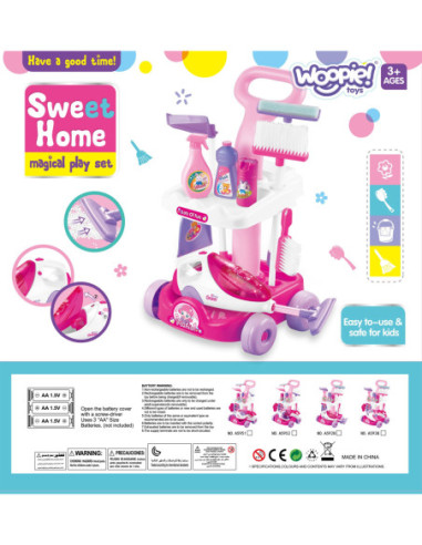 WOOPIE Zestaw do Sprzątania Wózek Odkurzacz Funkcja Ssania + 11 Akc.