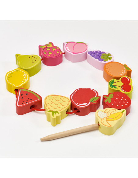 CLASSIC WORLD Drewniana Nawlekanka Owoce 13 el.