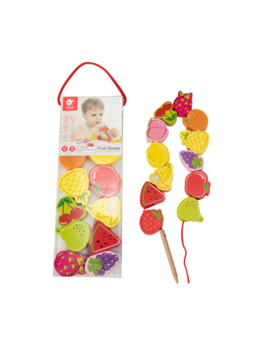 CLASSIC WORLD Drewniana Nawlekanka Owoce 13 el.