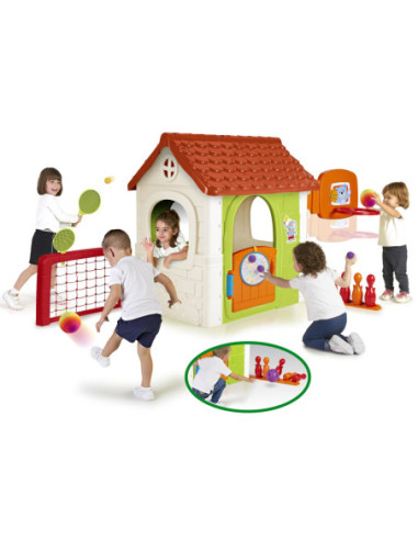 FEBER Dom Aktywności Wielofunkcyjny Domek  6 w 1 z Dołączonymi Grami