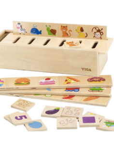 VIGA Drewniany Edukacyjny Sorter Zwierzątka Owoce Warzywa