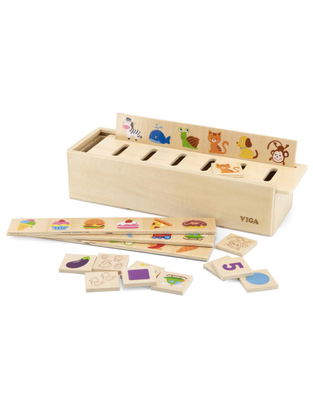 VIGA Drewniany Edukacyjny Sorter Zwierzątka Owoce Warzywa