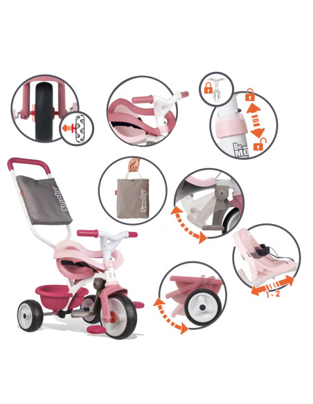 SMOBY Rowerek Trójkołowy Be Move Komfort Różowy