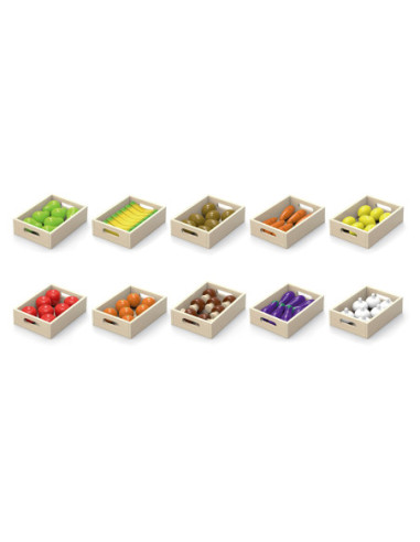 VIGA Drewniane Owoce Warzywa Zestaw 10 Skrzyneczek
