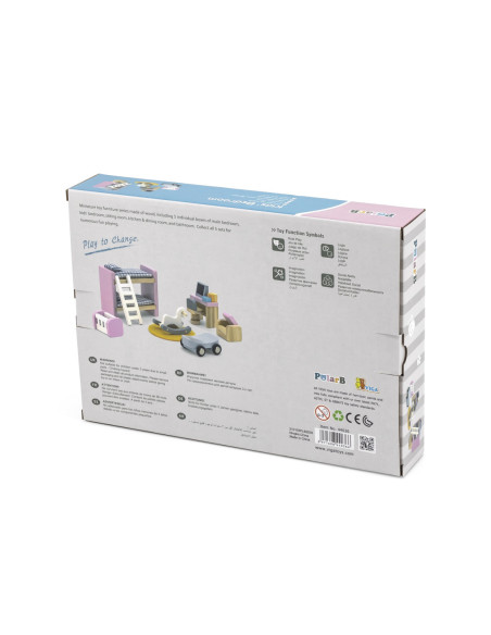 VIGA PolarB Zestaw Mebelków do Domku dla Lalek Pokój Dziecięcy